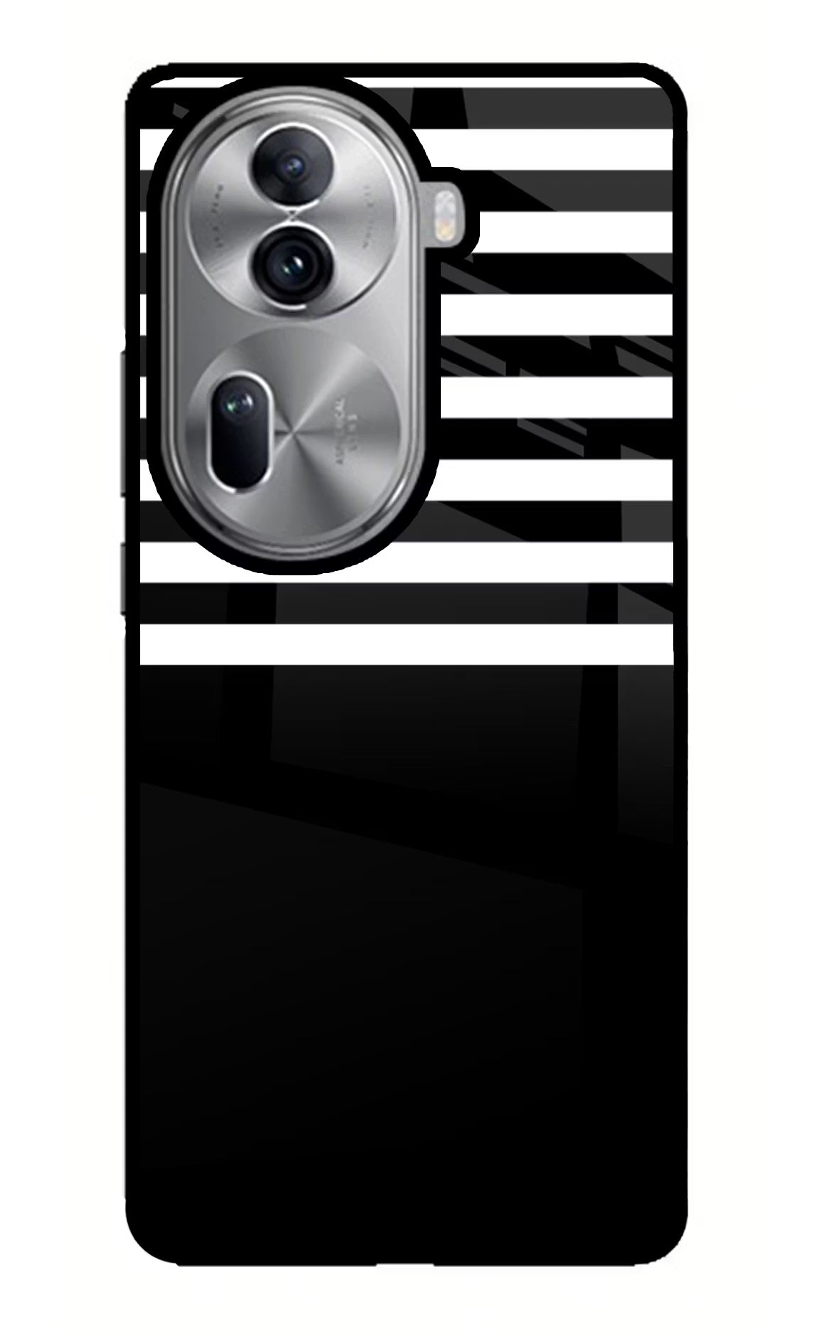 Black and White Print Oppo Reno11 Pro 5G Glass Case Back Cover by Casekaro