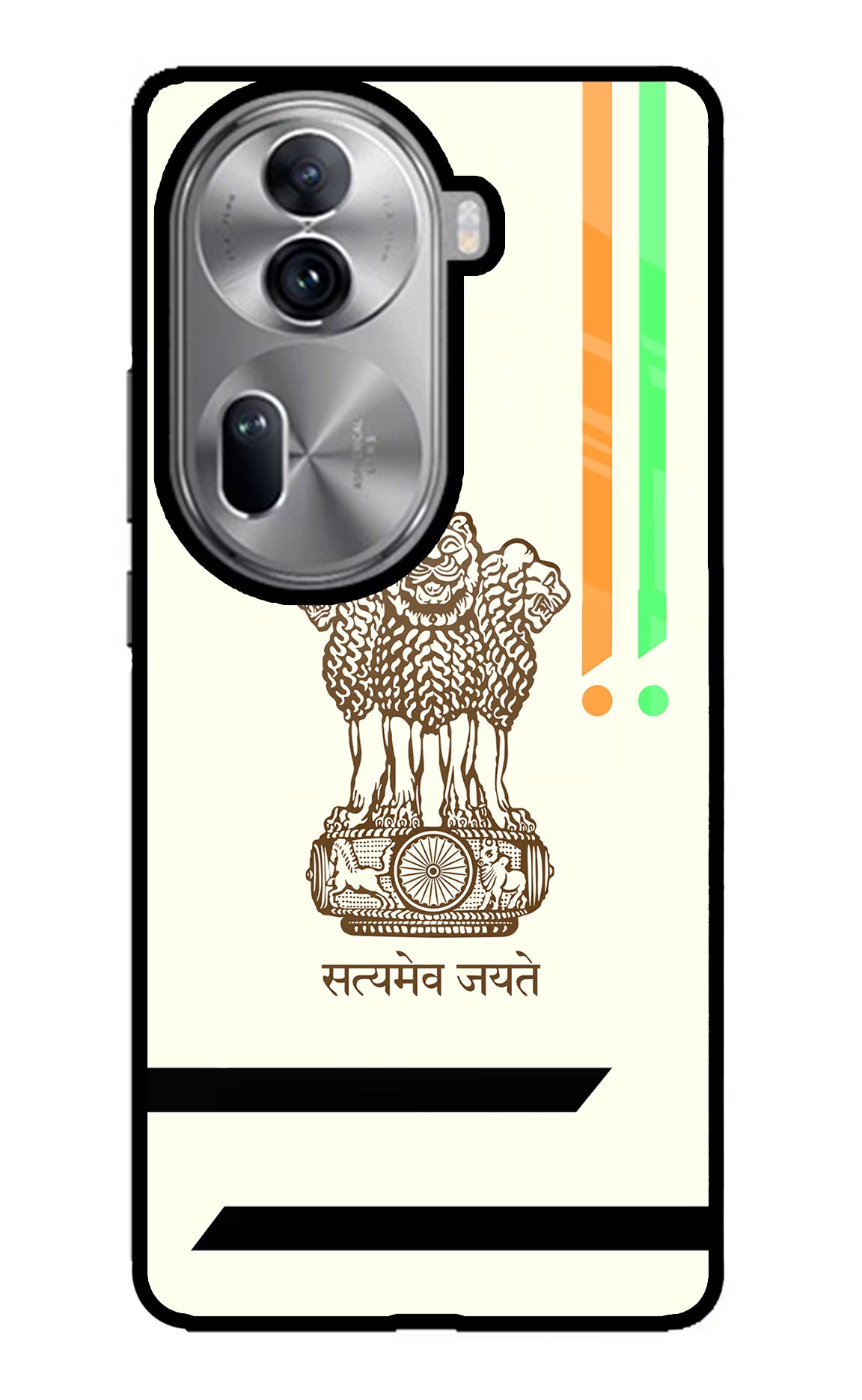 Satyamev Jayate Brown Logo Oppo Reno11 Pro 5G Glass Case Back Cover by Casekaro