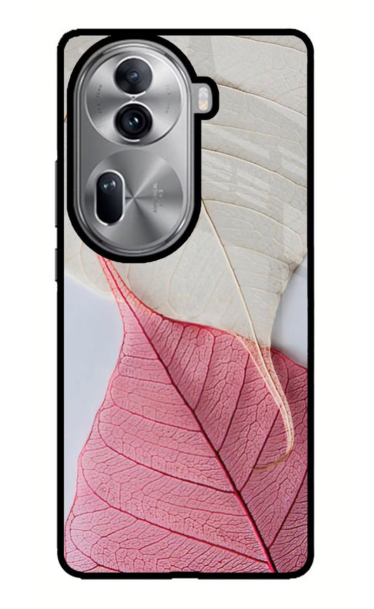 White Pink Leaf Oppo Reno11 Pro 5G Glass Case