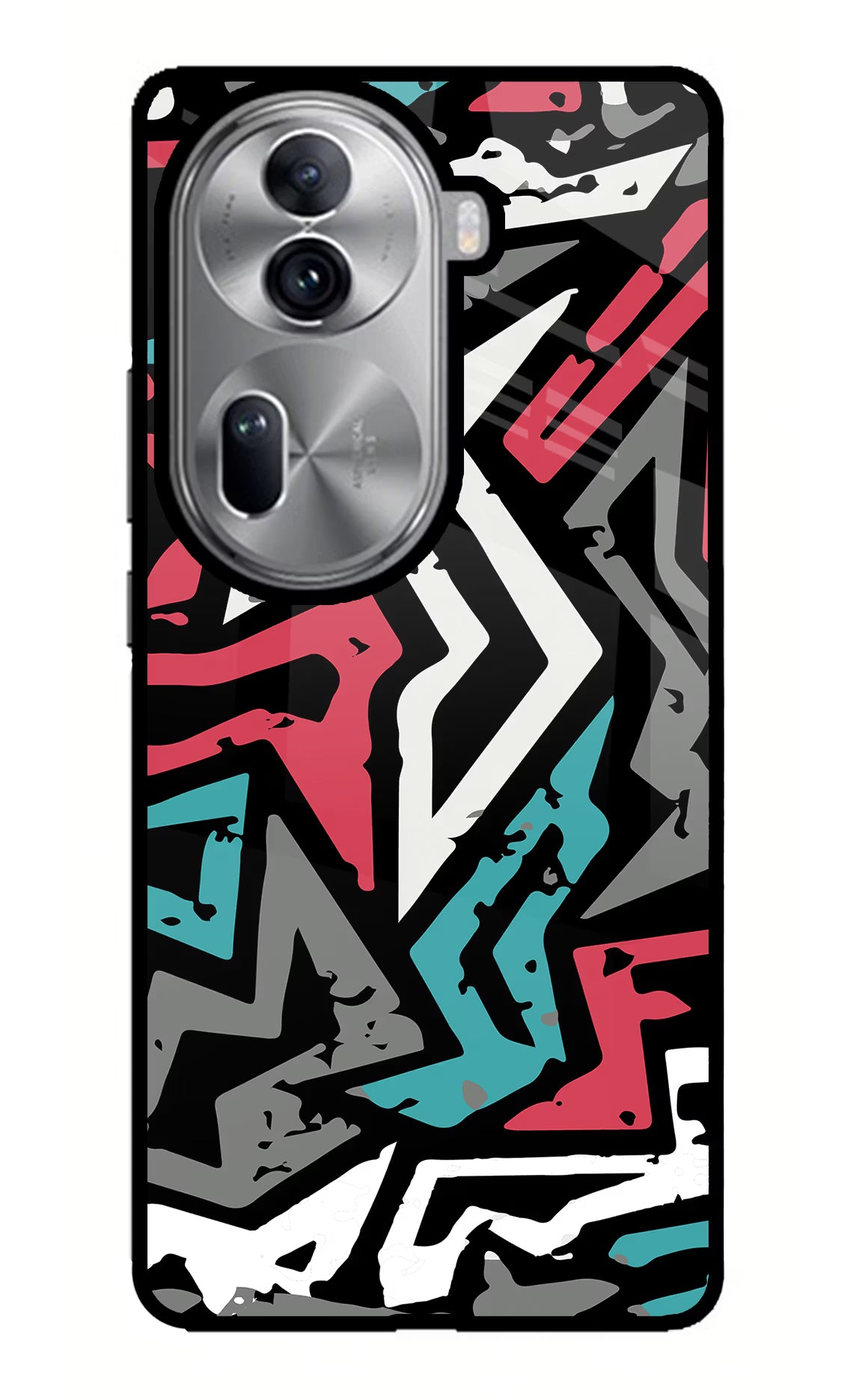 Geometric Graffiti Oppo Reno11 Pro 5G Glass Case Back Cover by Casekaro