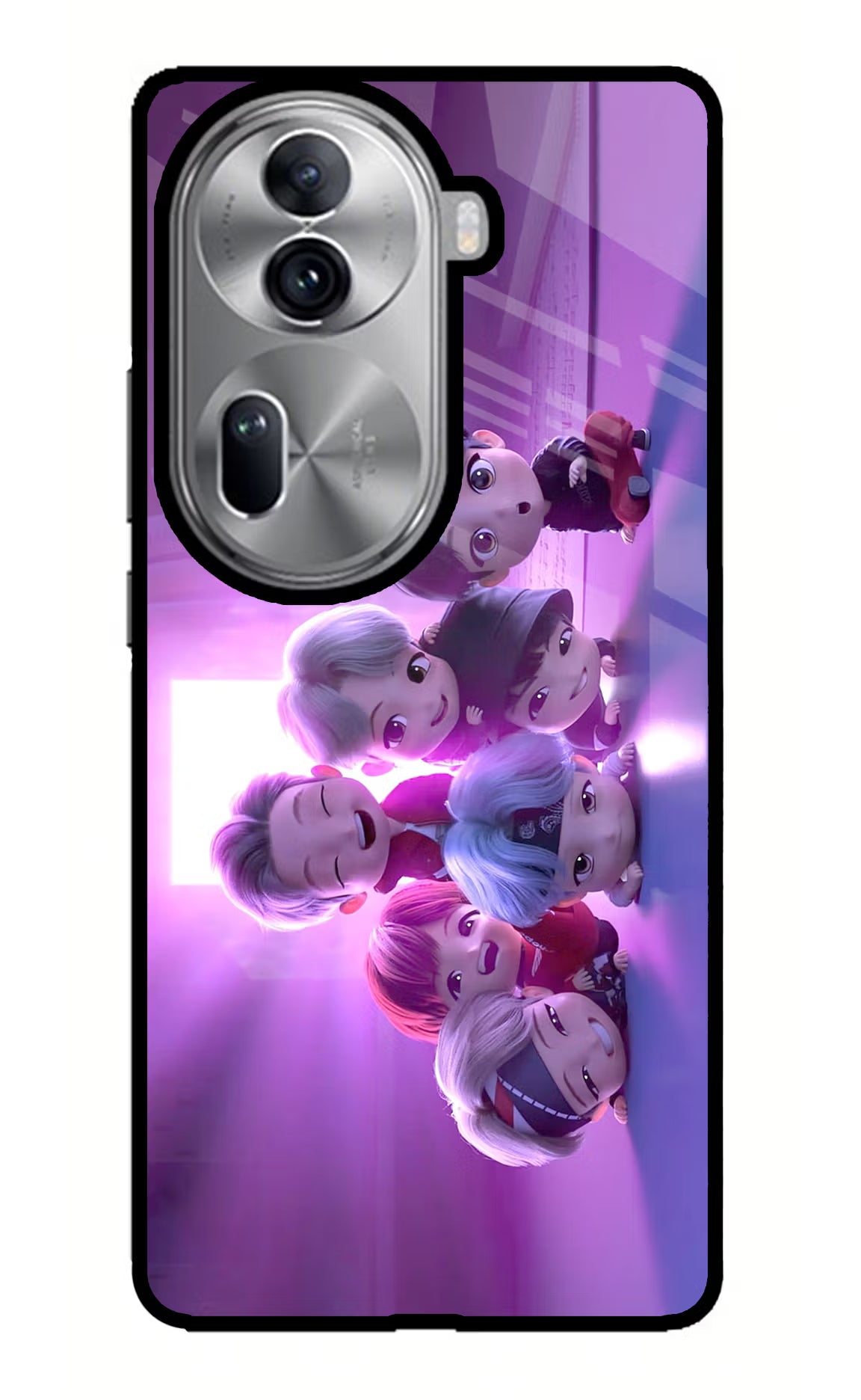 BTS Chibi Oppo Reno11 Pro 5G Glass Case Back Cover by Casekaro