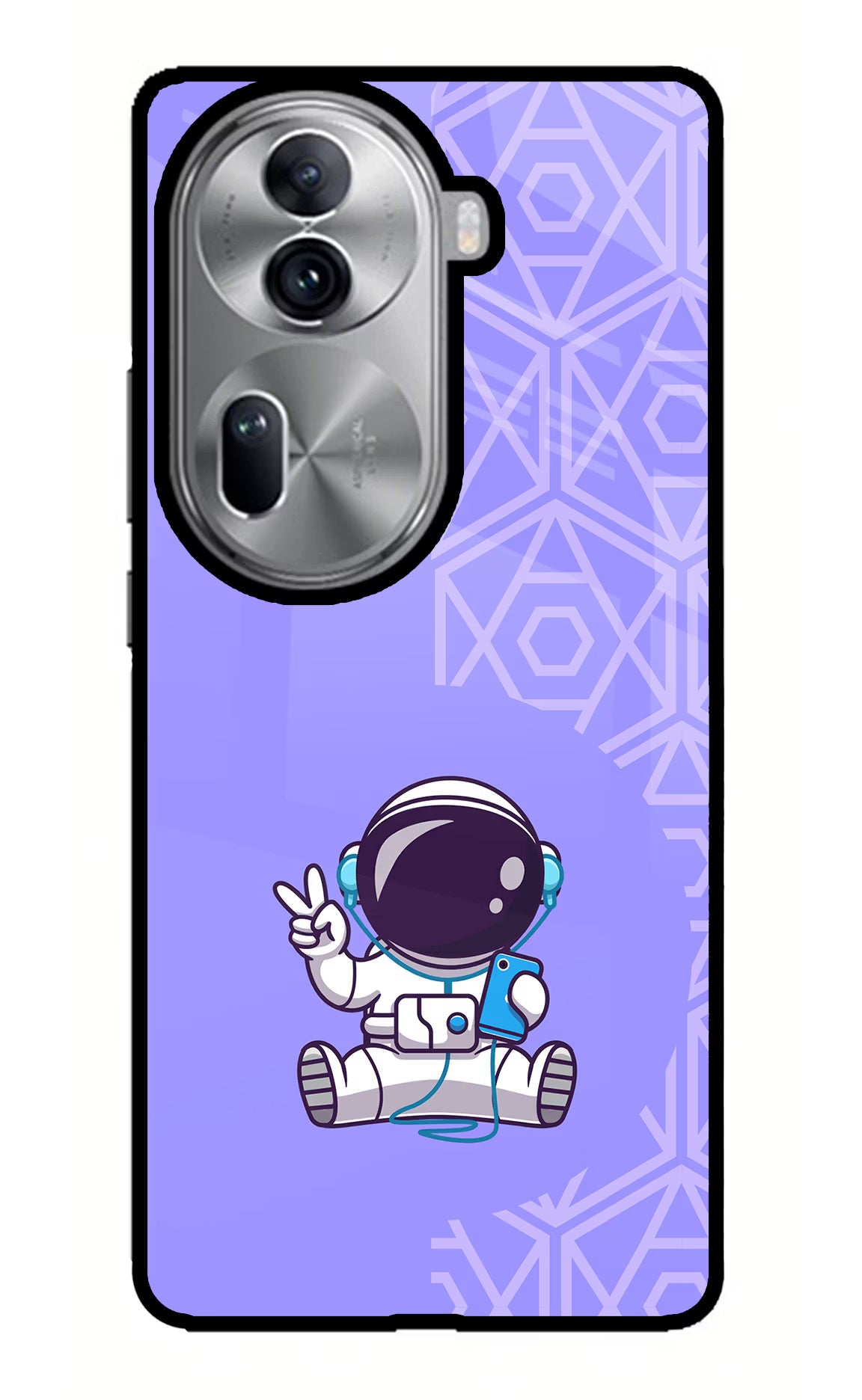 Cute Astronaut Chilling Oppo Reno11 Pro 5G Glass Case Back Cover by Casekaro