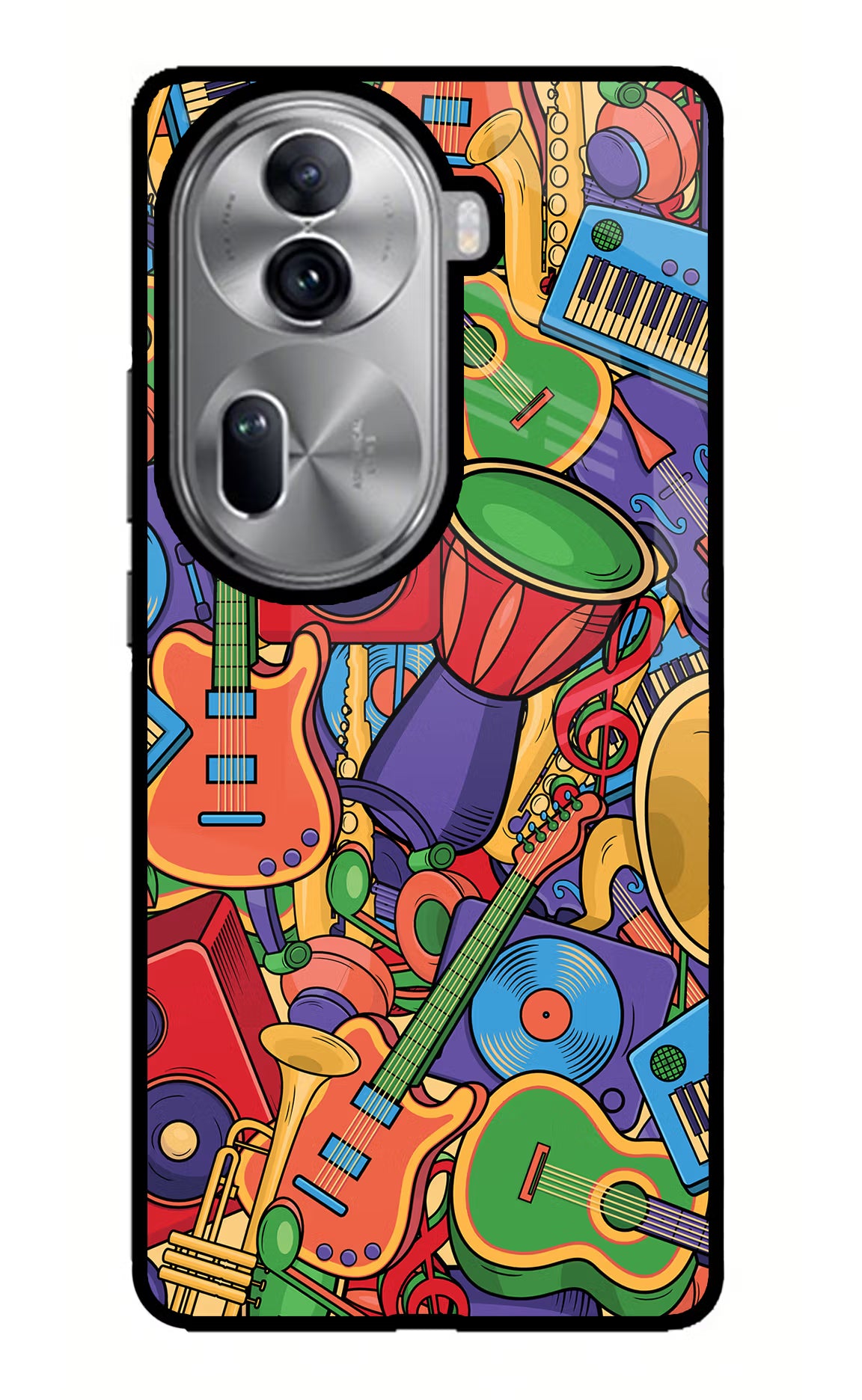 Music Instrument Doodle Oppo Reno11 Pro 5G Glass Case Back Cover by Casekaro