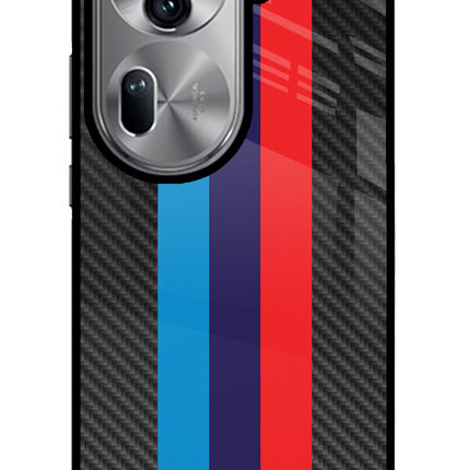 BMW Stripes Pattern Oppo Reno11 Pro 5G Glass Case Back Cover by Casekaro
