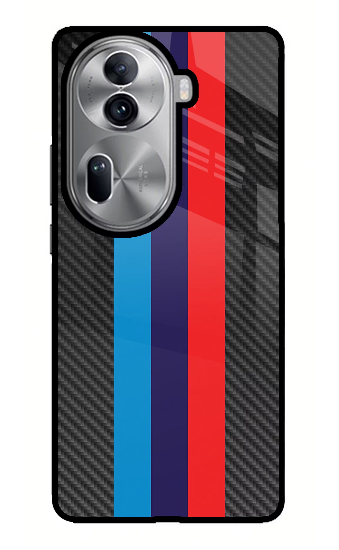 BMW Stripes Pattern Oppo Reno11 Pro 5G Glass Case Back Cover by Casekaro