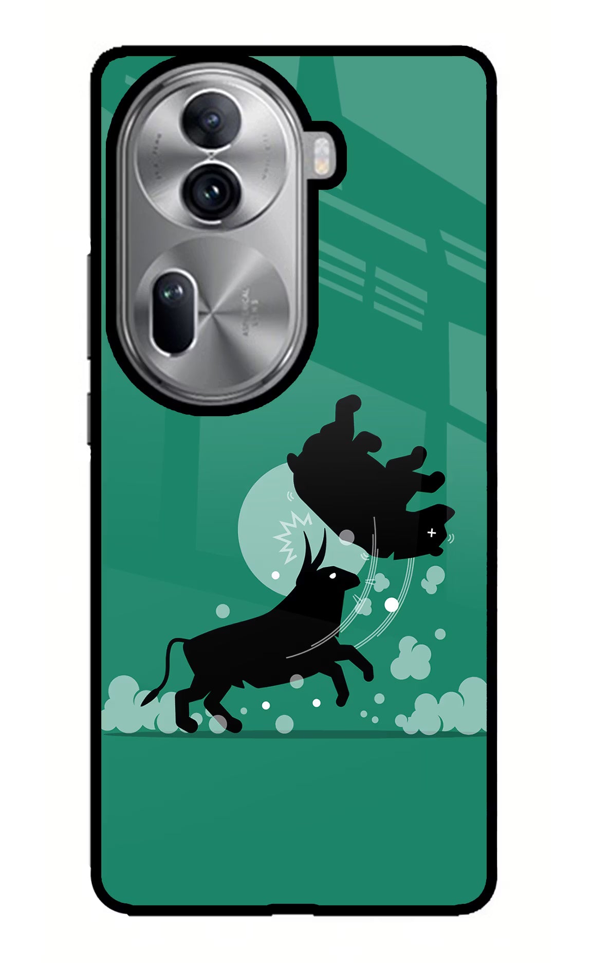 Bull Conqueror Oppo Reno11 Pro 5G Glass Case Back Cover by Casekaro