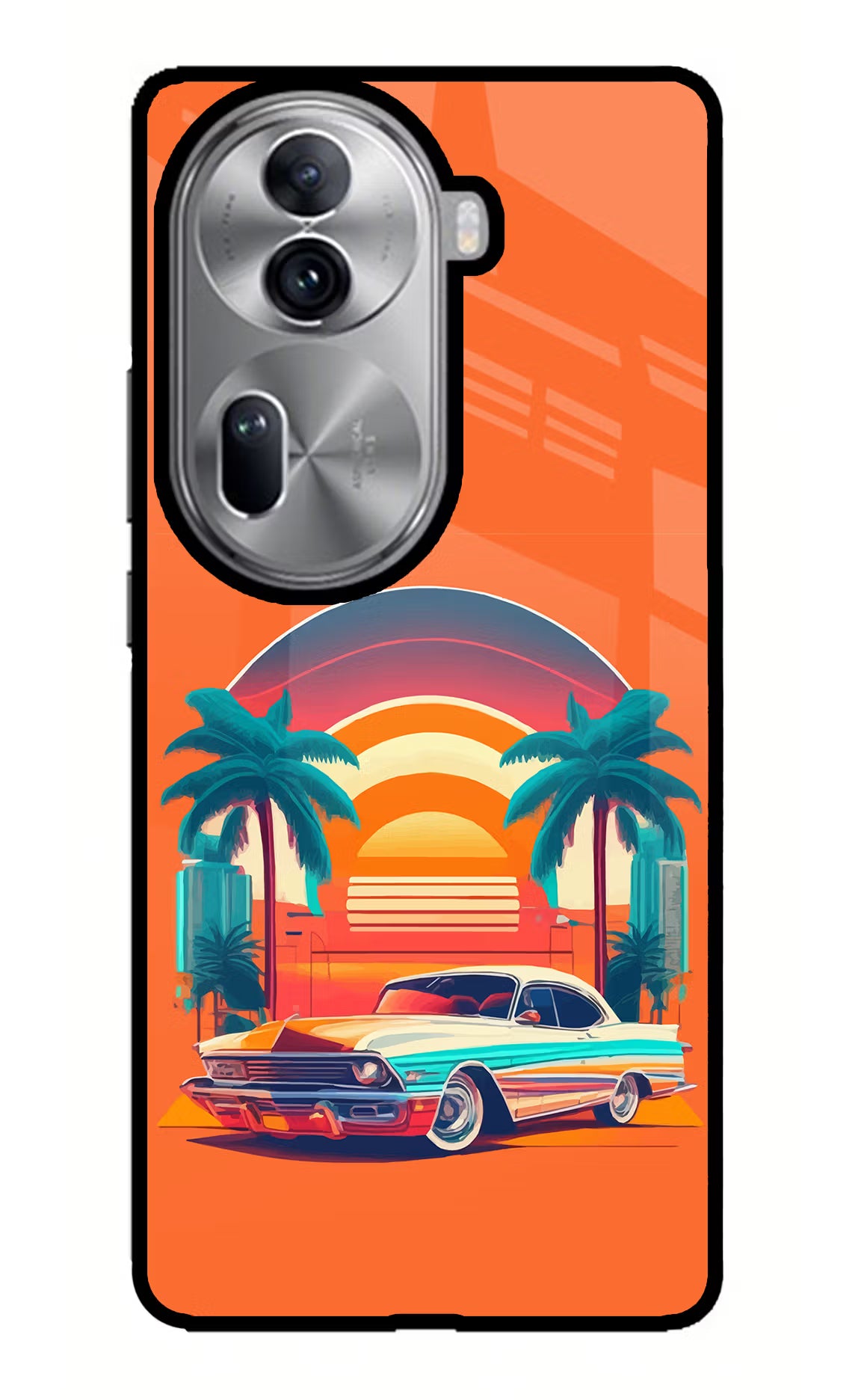 Palm Drive 80s Oppo Reno11 Pro 5G Glass Case Back Cover by Casekaro