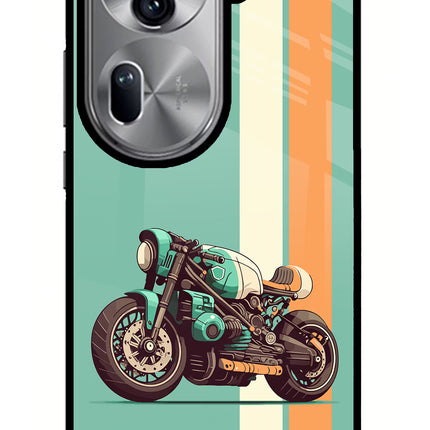 Striped Moto Drift Oppo Reno11 Pro 5G Glass Case Back Cover by Casekaro