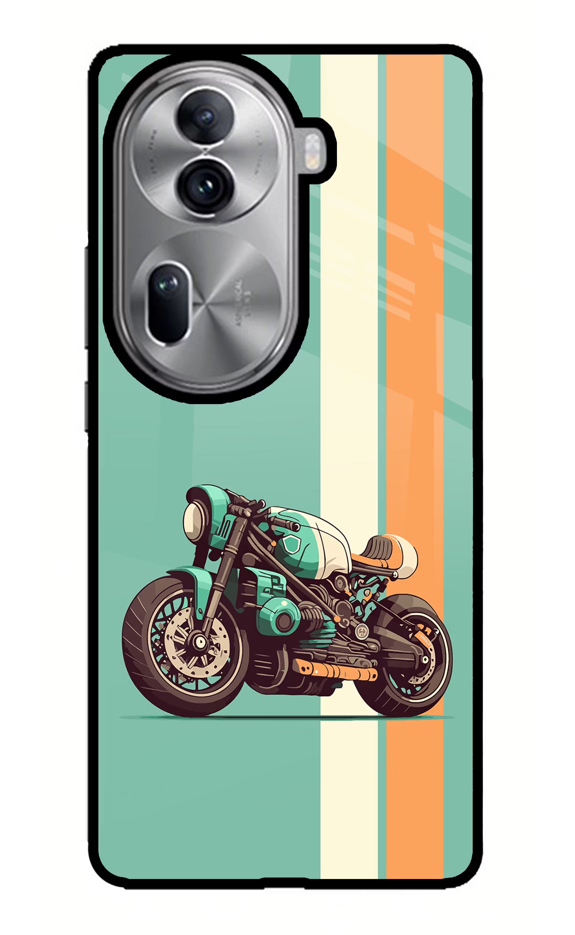 Striped Moto Drift Oppo Reno11 Pro 5G Glass Case Back Cover by Casekaro