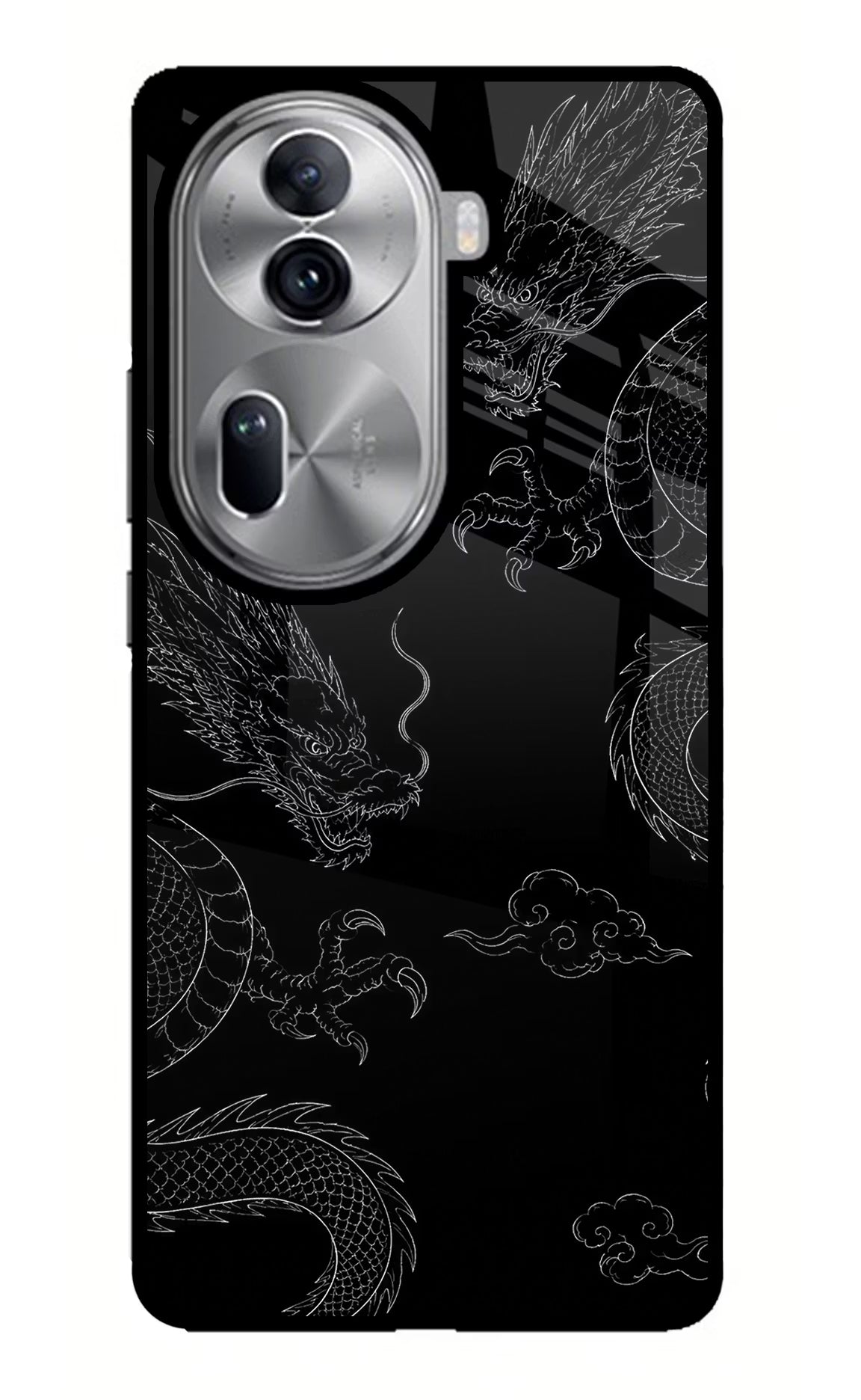 Twin Dragons Oppo Reno11 Pro 5G Glass Case Back Cover by Casekaro