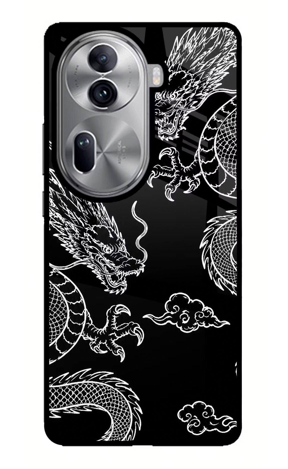 Twin Dragons Oppo Reno11 Pro 5G Glass Case Back Cover by Casekaro
