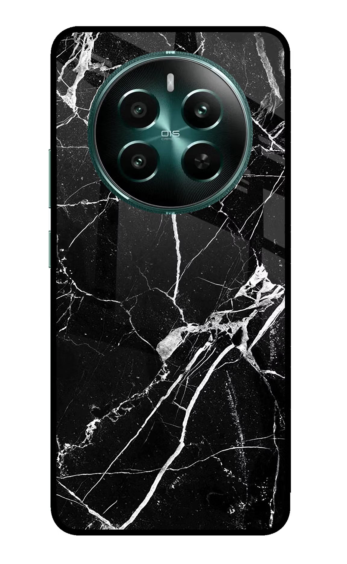 Black Marble Pattern Realme 12+ 5G Glass Case Back Cover by Casekaro