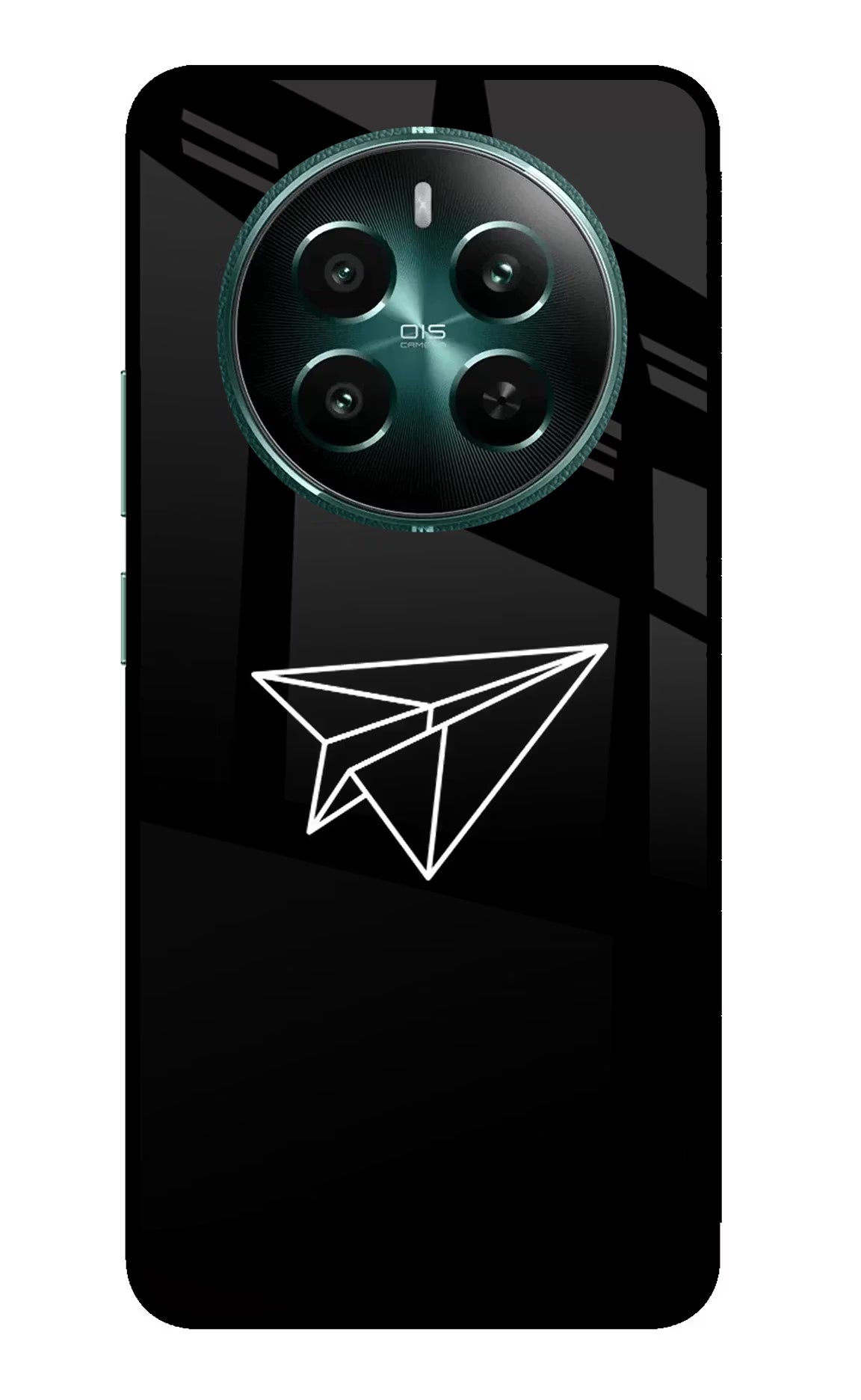 Paper Plane White Realme 12+ 5G Glass Case Back Cover by Casekaro