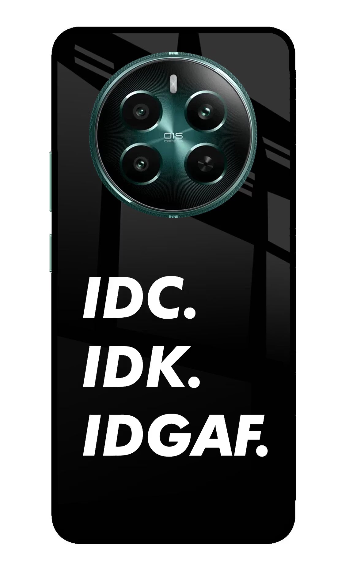 Idc Idk Idgaf Realme 12+ 5G Glass Case Back Cover by Casekaro