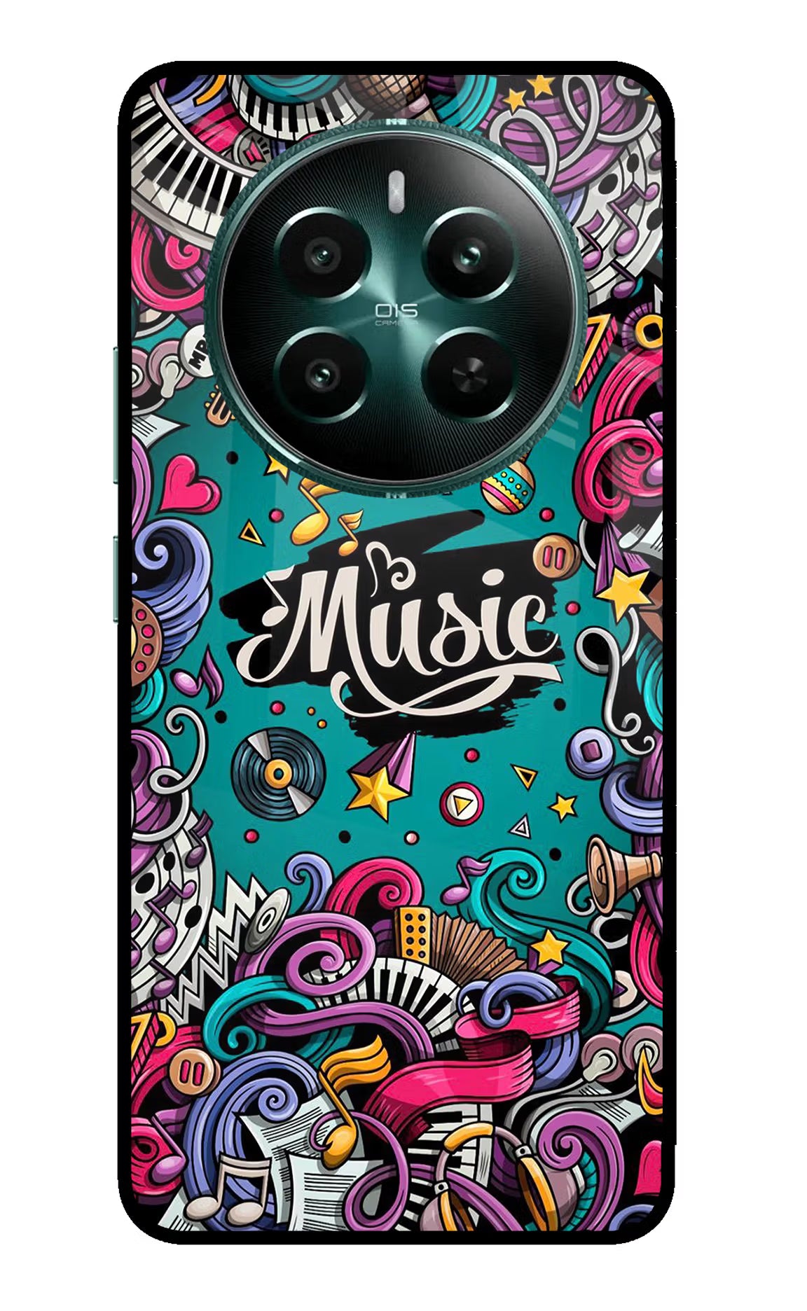 Music Graffiti Realme 12+ 5G Glass Case Back Cover by Casekaro