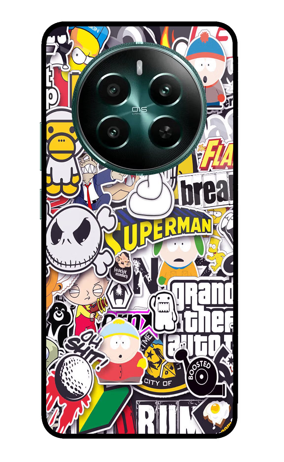 Sticker Bomb Realme 12+ 5G Glass Case Back Cover by Casekaro