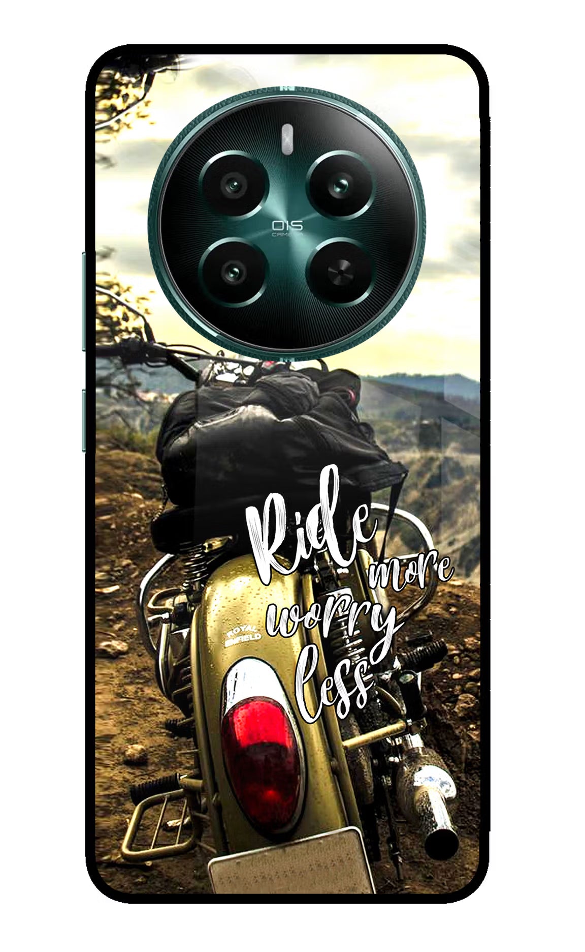 Ride More Worry Less Realme 12+ 5G Glass Case Back Cover by Casekaro