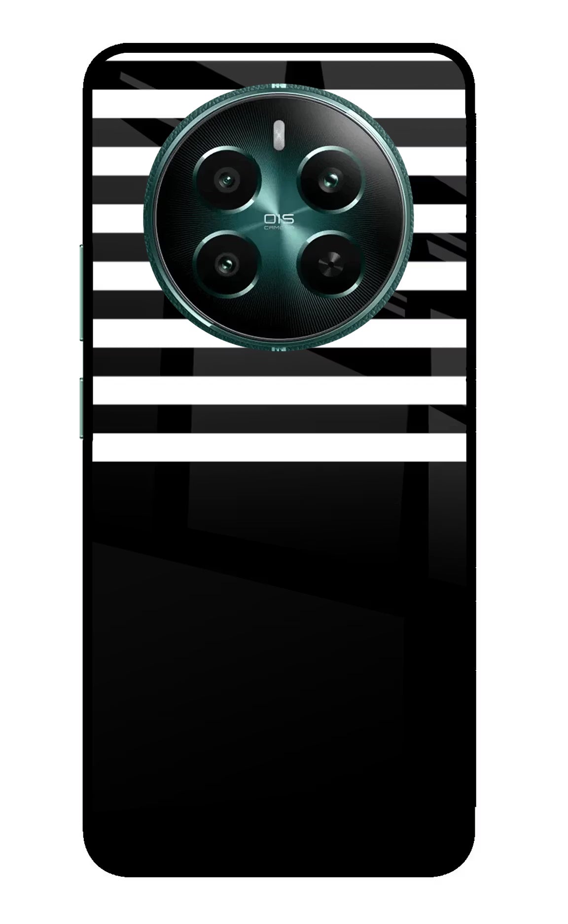 Black and White Print Realme 12+ 5G Glass Case Back Cover by Casekaro