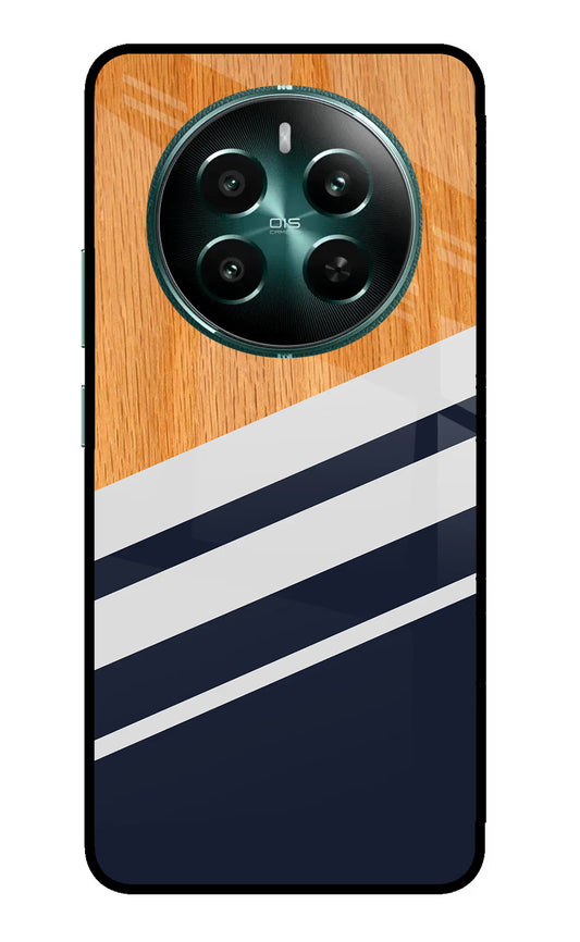 Blue and white wooden Realme 12+ 5G Glass Case