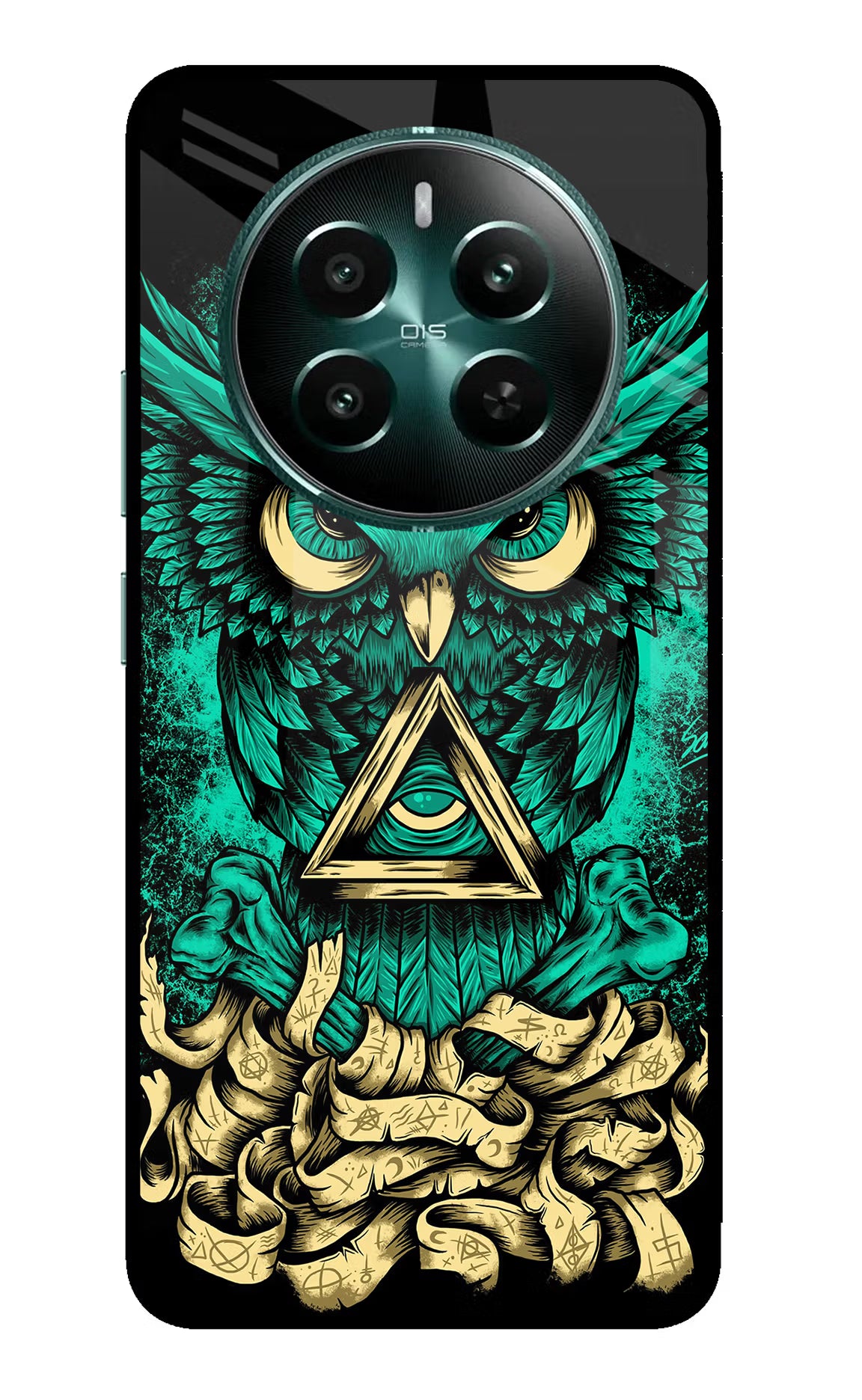 Green Owl Realme 12+ 5G Glass Case Back Cover by Casekaro