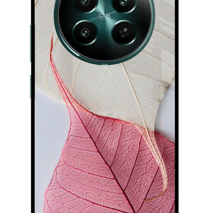 White Pink Leaf Realme 12+ 5G Glass Case