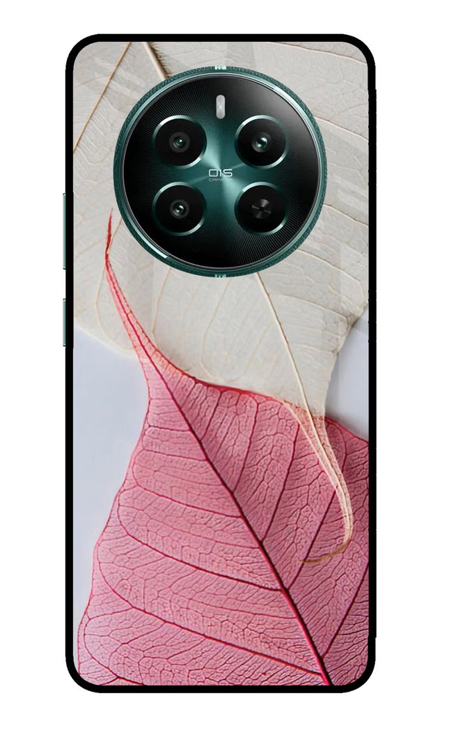 White Pink Leaf Realme 12+ 5G Glass Case