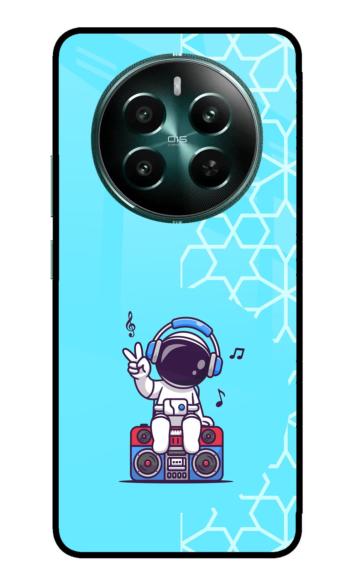 Cute Astronaut Chilling Realme 12+ 5G Glass Case Back Cover by Casekaro