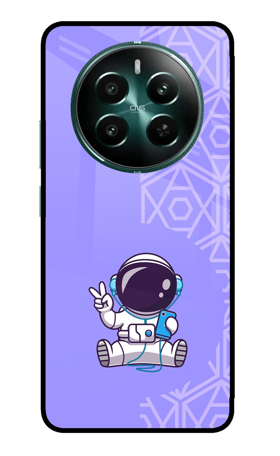 Cute Astronaut Chilling Realme 12+ 5G Glass Case Back Cover by Casekaro
