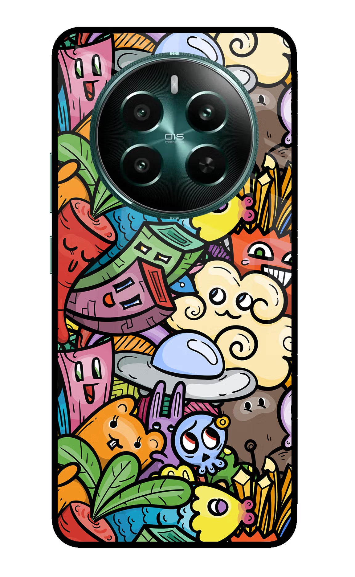 Veggie Doodle Realme 12+ 5G Glass Case Back Cover by Casekaro