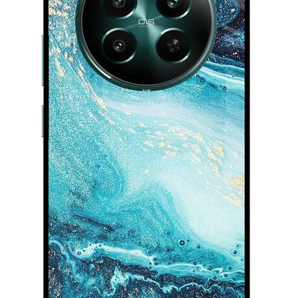 Blue Glitter Marble Realme 12+ 5G Glass Case