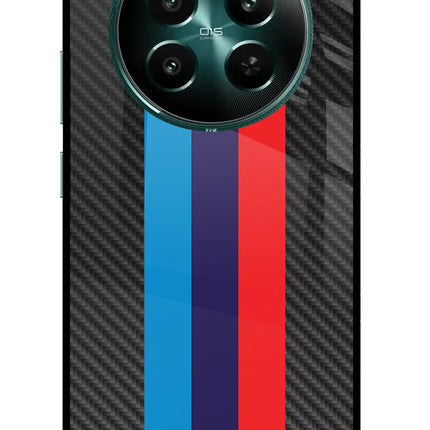 BMW Stripes Pattern Realme 12+ 5G Glass Case Back Cover by Casekaro