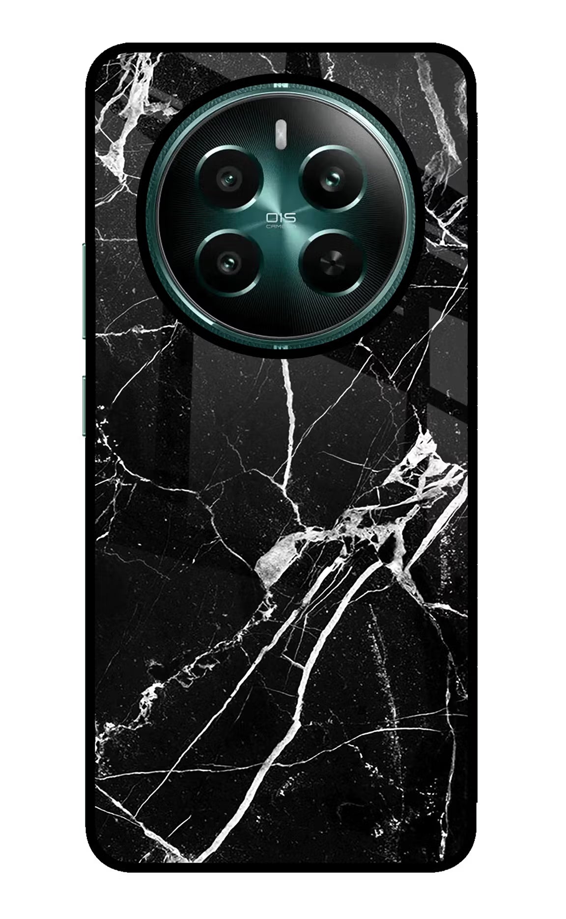 Black Marble Pattern Realme P1 5G Glass Case Back Cover by Casekaro