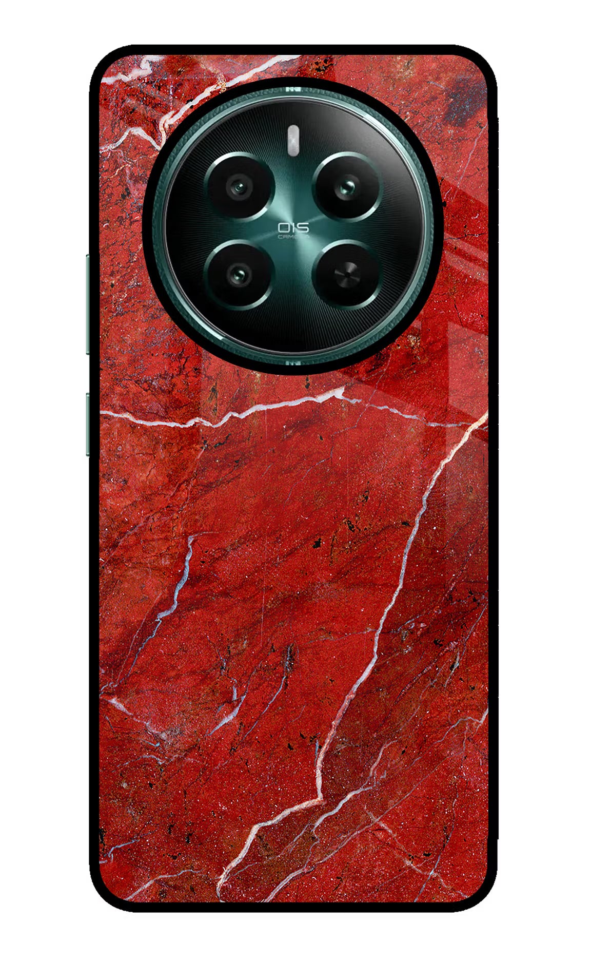 Red Marble Design Realme P1 5G Glass Case Back Cover by Casekaro