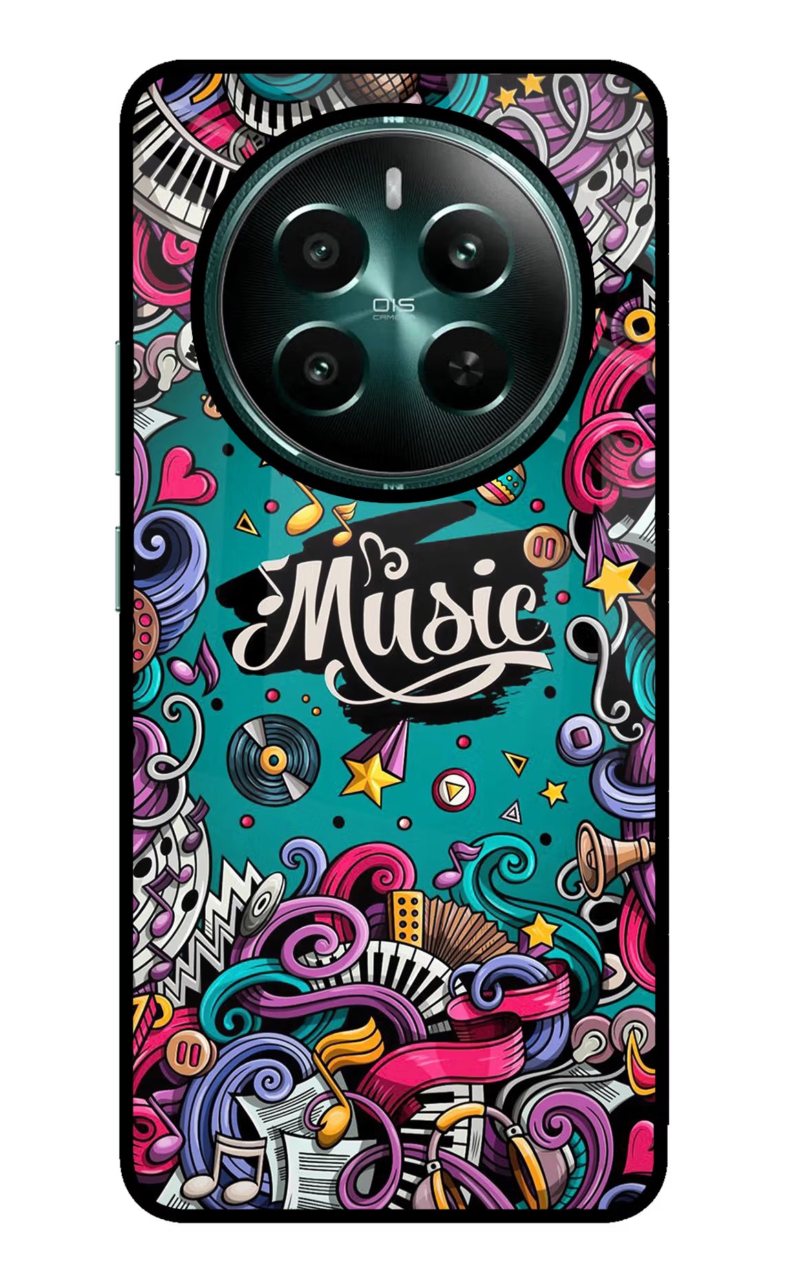 Music Graffiti Realme P1 5G Glass Case Back Cover by Casekaro