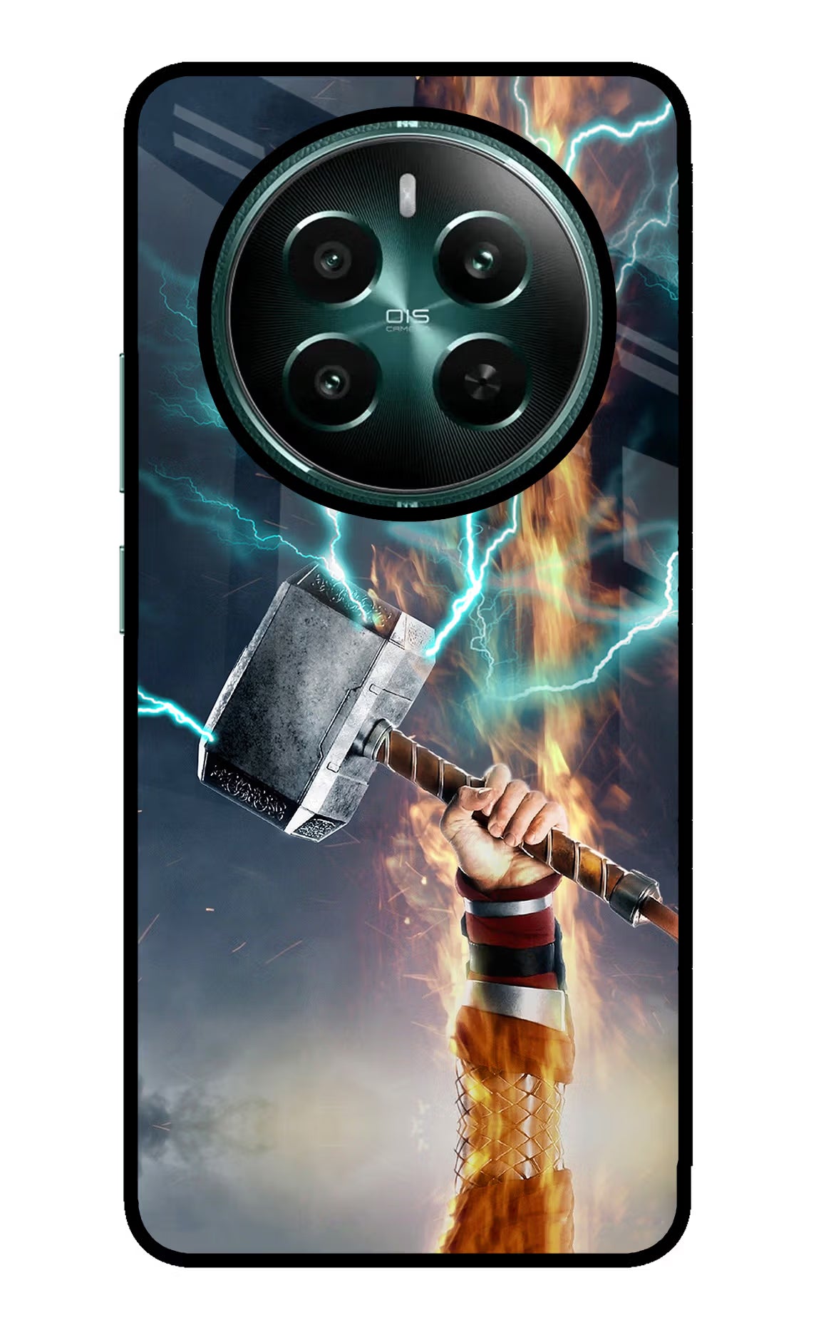 Thor Hammer Mjolnir Realme P1 5G Glass Case Back Cover by Casekaro
