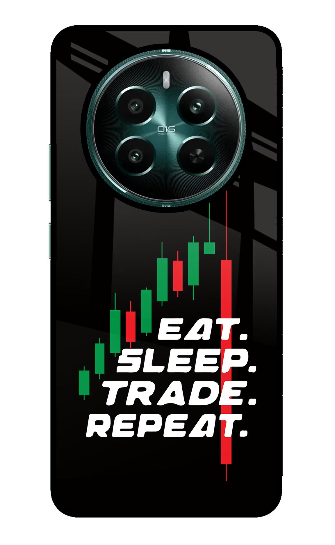 Eat Sleep Trade Repeat Realme P1 5G Glass Case Back Cover by Casekaro