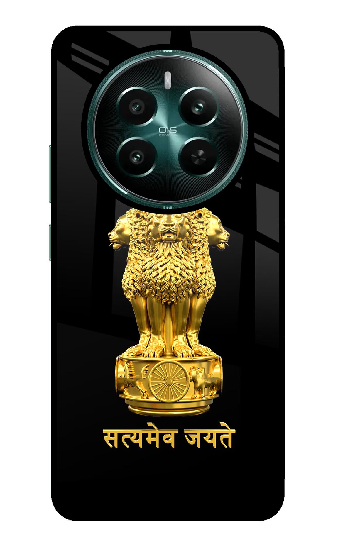 Satyamev Jayate Golden Realme P1 5G Glass Case Back Cover by Casekaro