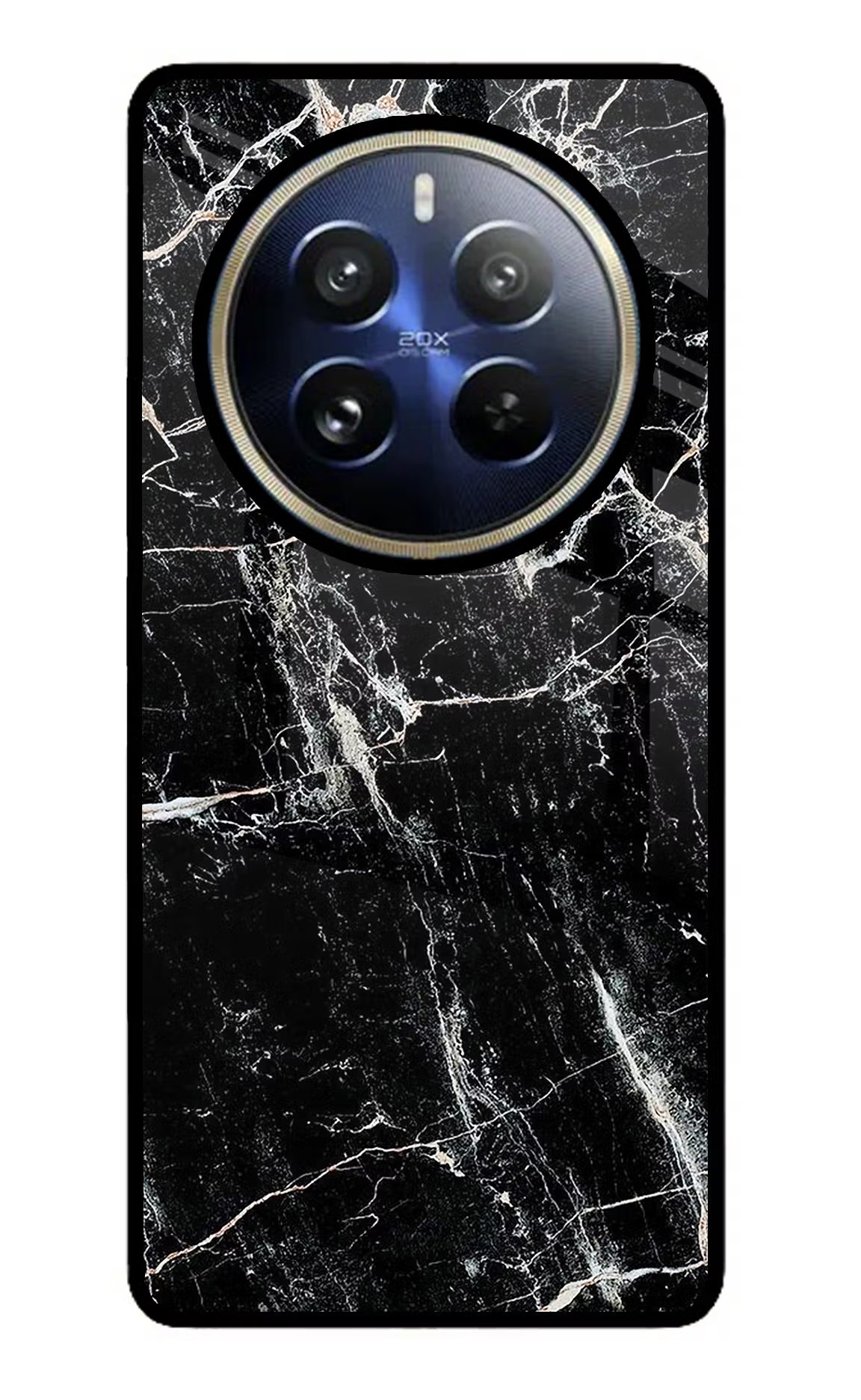 Black Marble Texture Realme P1 Pro 5G Glass Case Back Cover by Casekaro