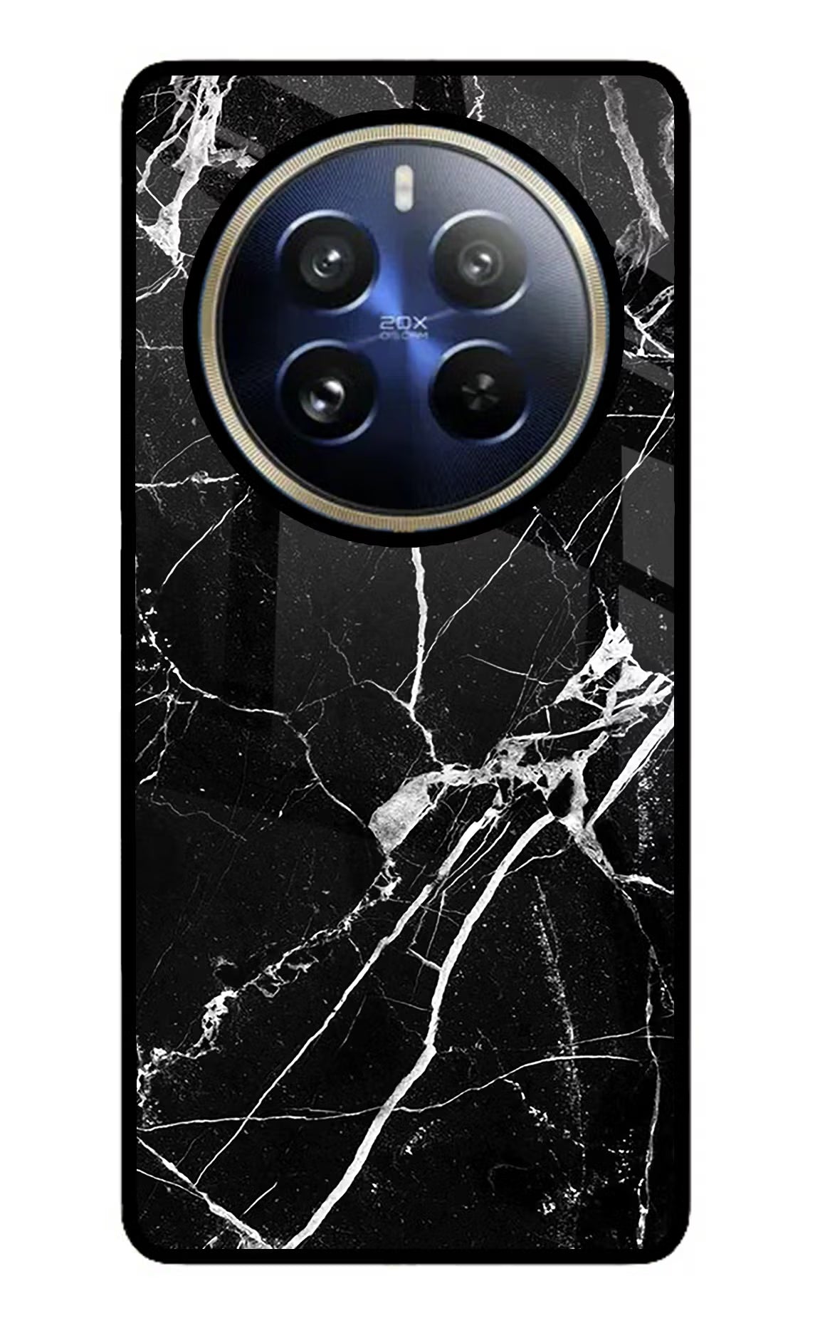 Black Marble Pattern Realme P1 Pro 5G Glass Case Back Cover by Casekaro