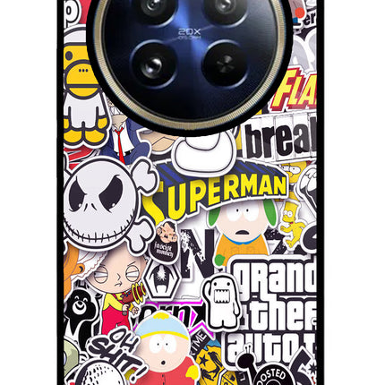 Sticker Bomb Realme P1 Pro 5G Glass Case Back Cover by Casekaro