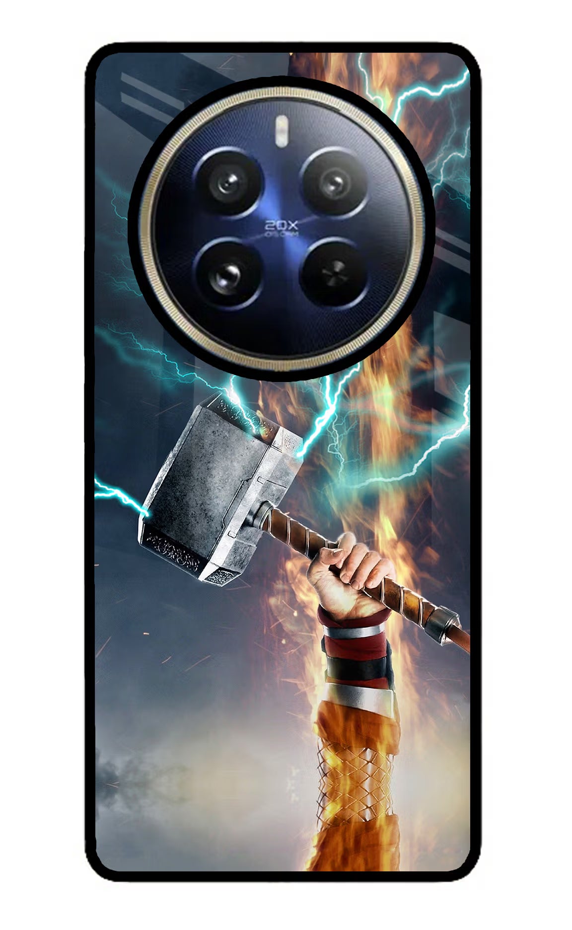 Thor Hammer Mjolnir Realme P1 Pro 5G Glass Case Back Cover by Casekaro