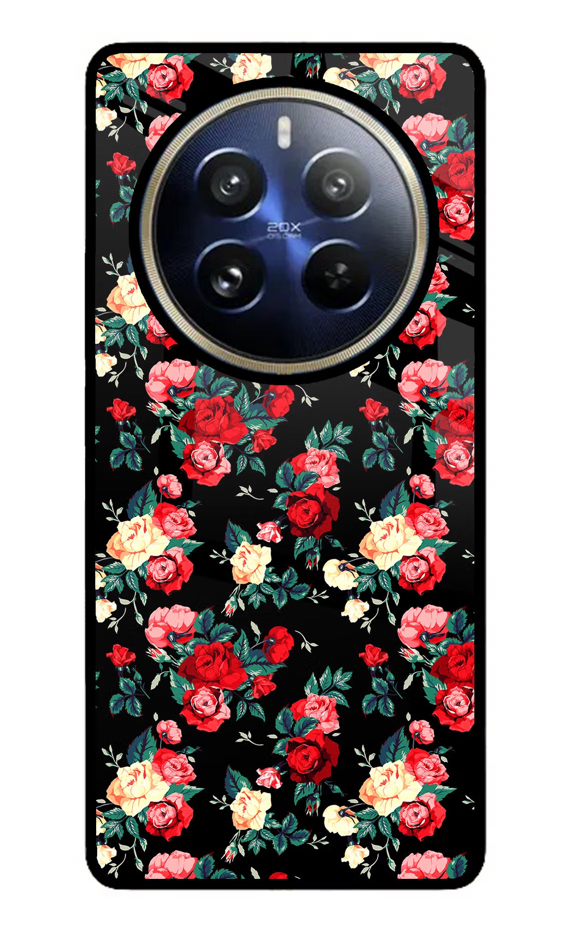 Rose Pattern Realme P1 Pro 5G Glass Case Back Cover by Casekaro