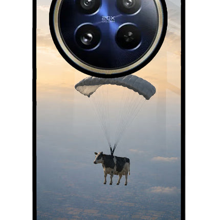 Skydiving Cow Realme P1 Pro 5G Glass Case