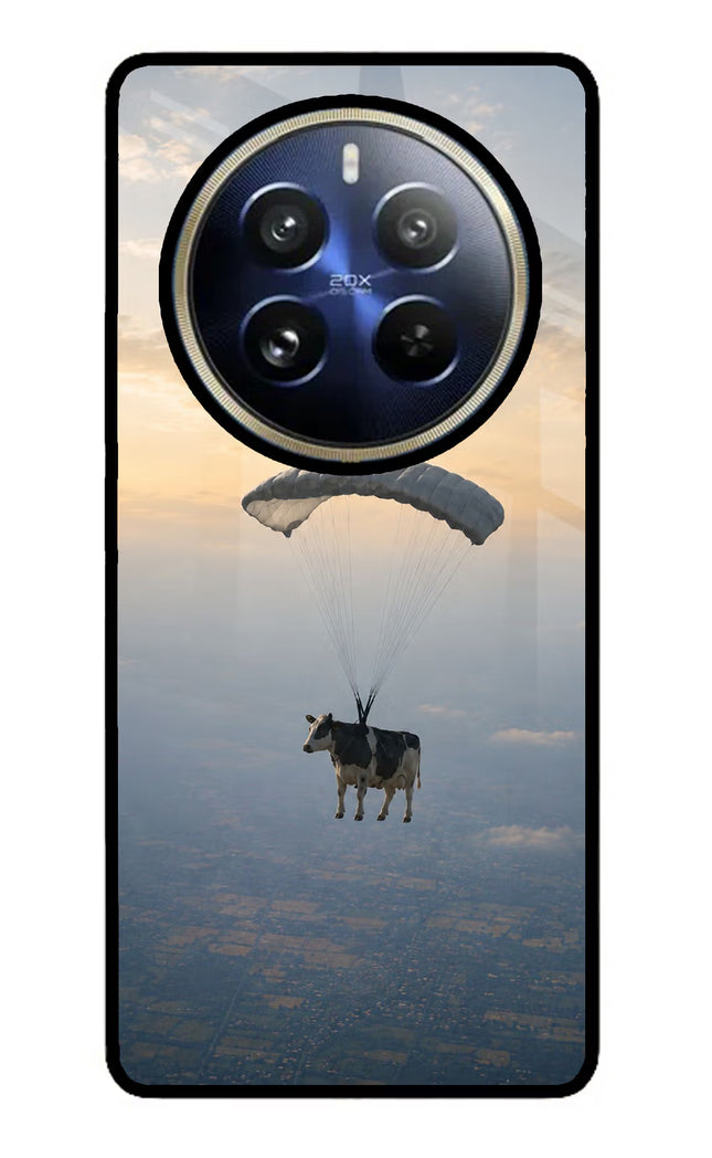 Skydiving Cow Realme P1 Pro 5G Glass Case