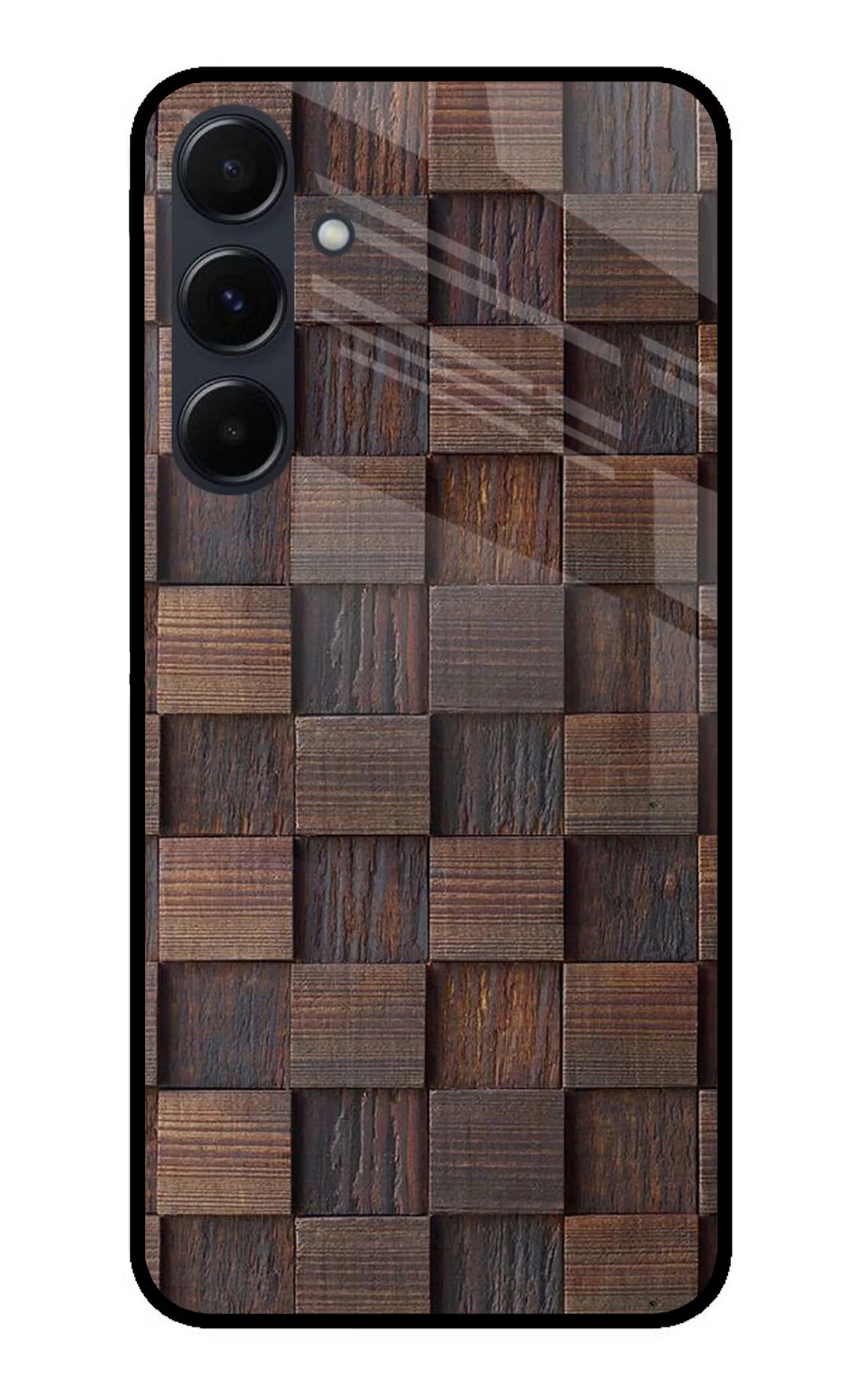 Wooden Cube Design Samsung A35 5G Glass Case Back Cover by Casekaro