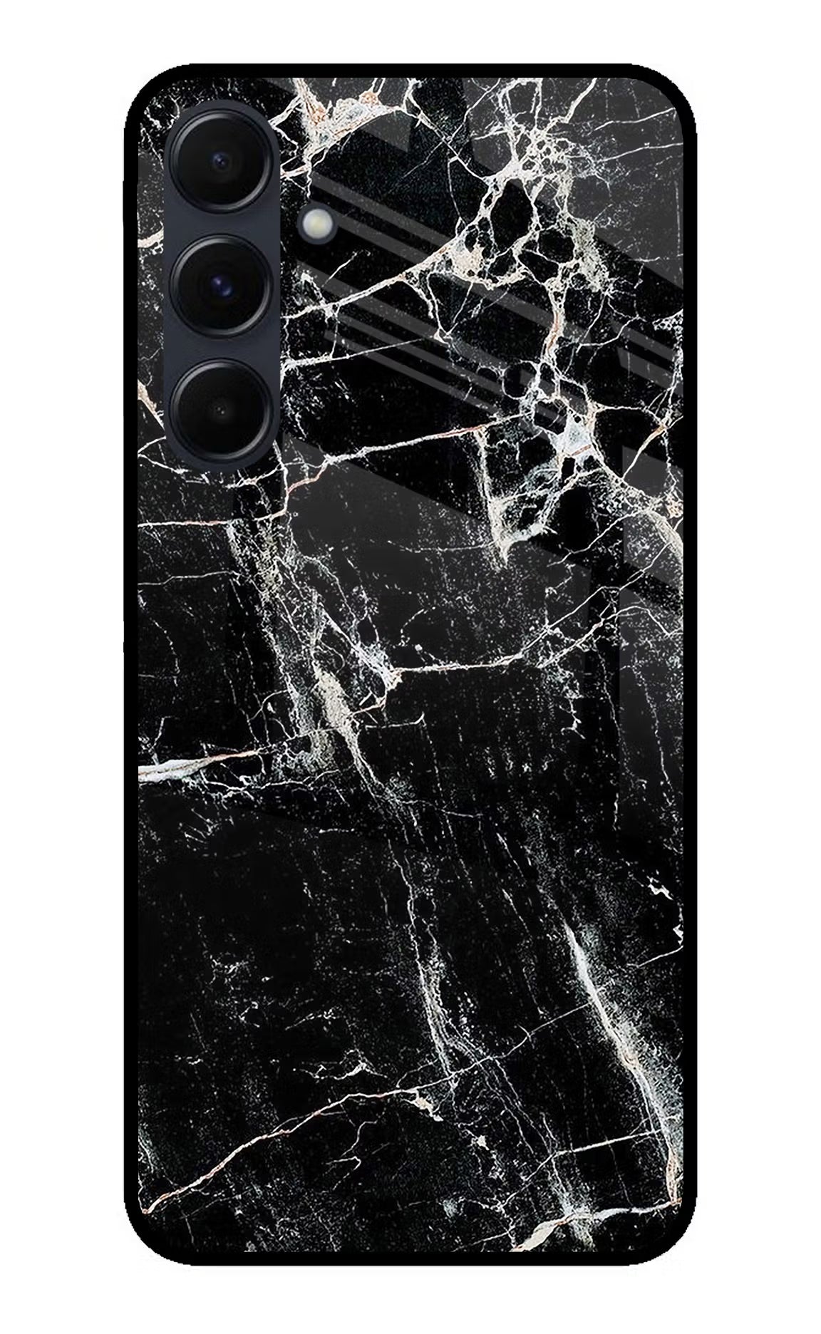Black Marble Texture Samsung A35 5G Glass Case Back Cover by Casekaro