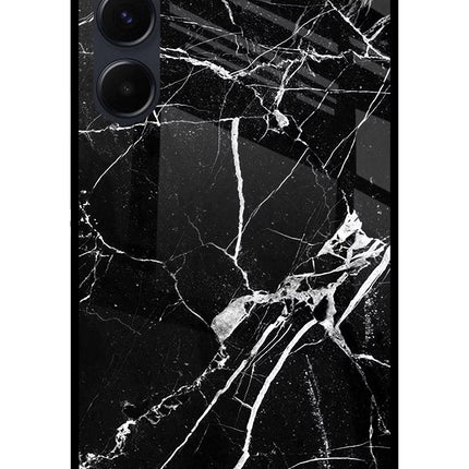 Black Marble Pattern Samsung A35 5G Glass Case