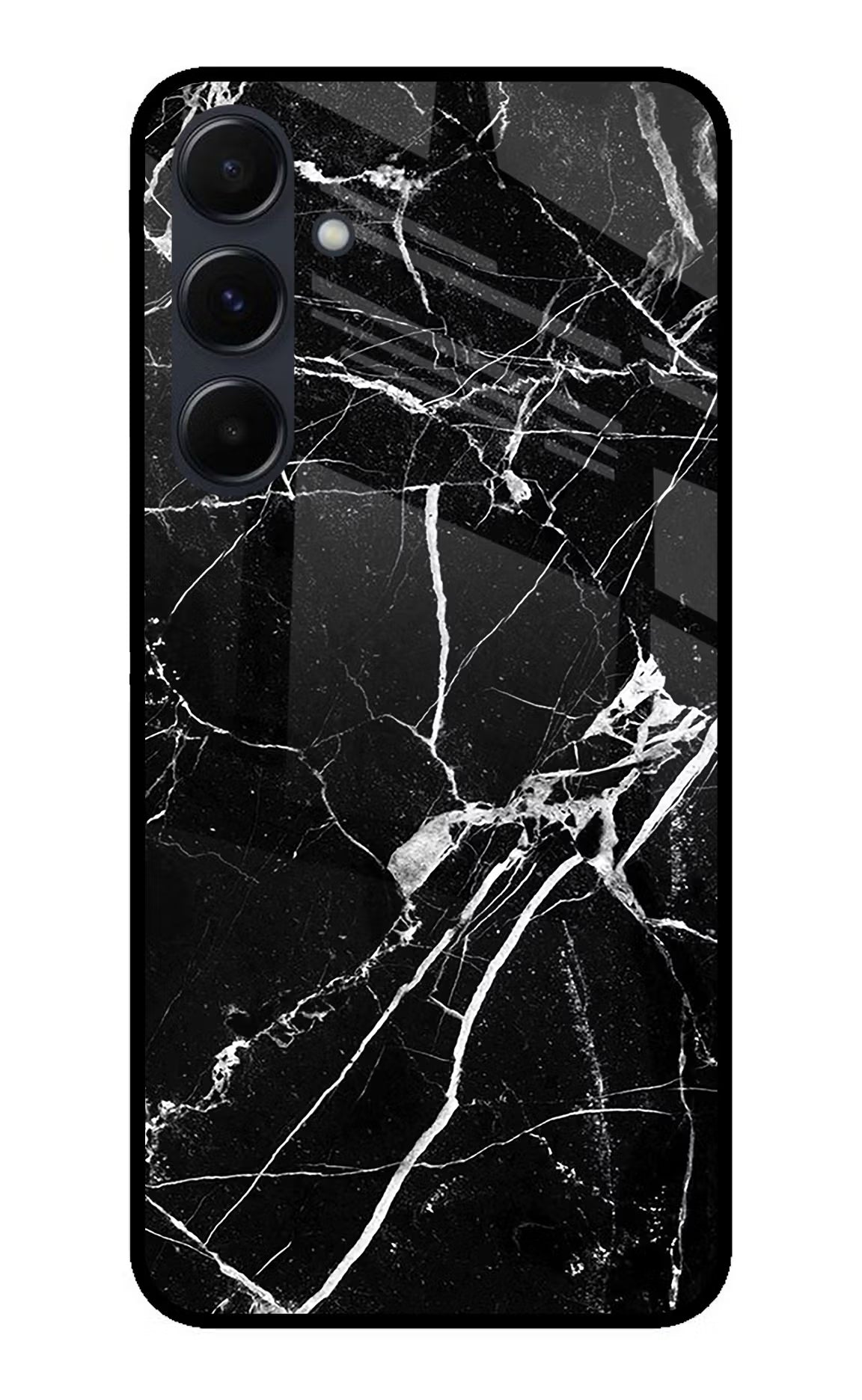 Black Marble Pattern Samsung A35 5G Glass Case Back Cover by Casekaro