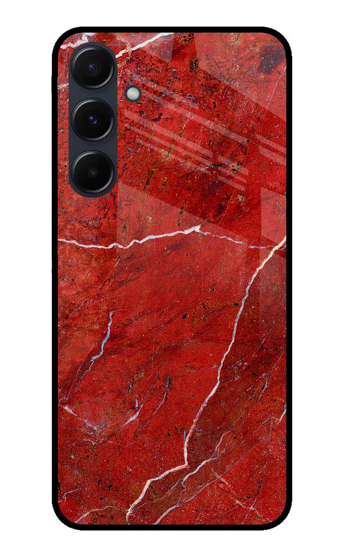 Red Marble Design Samsung A35 5G Glass Case Back Cover by Casekaro