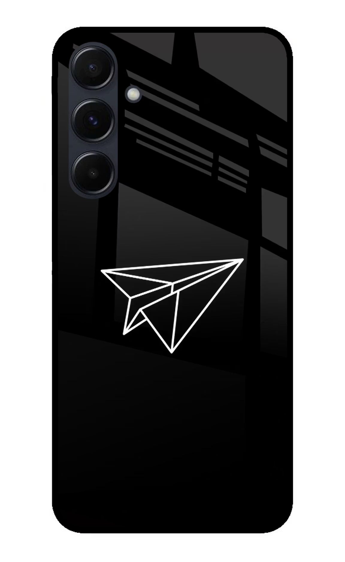 Paper Plane White Samsung A35 5G Glass Case Back Cover by Casekaro
